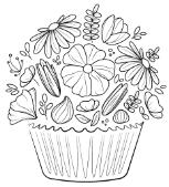 Flower cupcake illustration